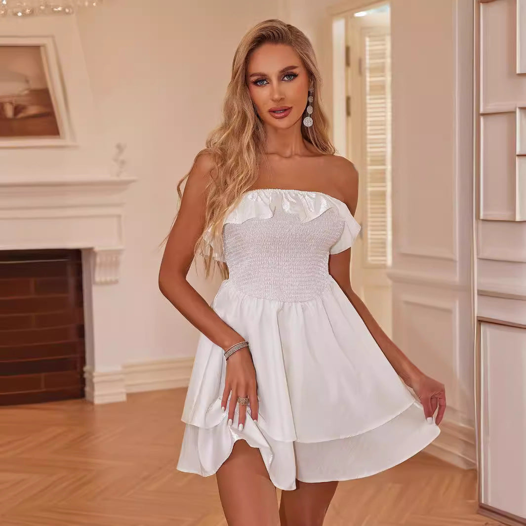 Summer Tube Top Ruffled Tiered Dress PartyPart