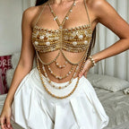 Beaded Bra Top Beads Bra Bikini Overclothes Tassel Vest Women Top Hadid