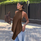 Vacation Sexy Slim Fit Halter Long Shirt Women Summer Backless WHATOWEAR