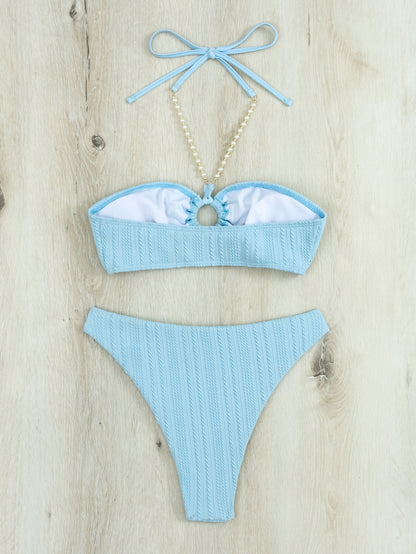 Traje de baño para dama, bikini sexy con cuello halter, bikini sexy dividido