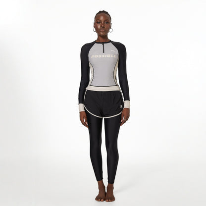 Traje de baño de manga larga dividido para deportes, yoga, fitness, secado rápido, buceo, conjuntos de tres piezas para mujer, natación, primavera