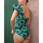 Maillot de bain une pièce sexy à volants asymétriques pour femmes