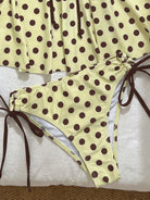 Halter Strap Tankini Printed Split Bikini Lace up Backless Design Swimsuit WithWind