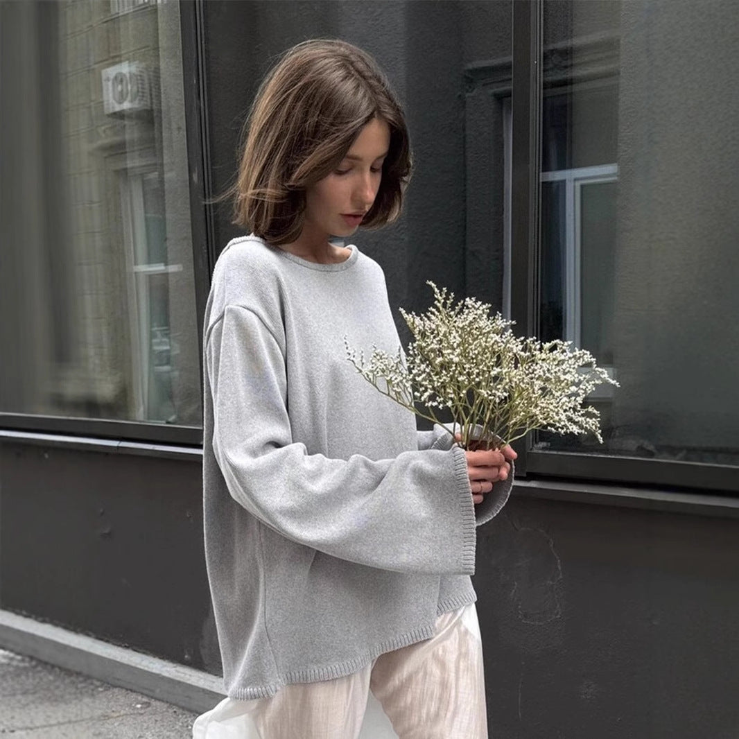 Cotton Pullover Autumn Winter Backless Sweater Loose Knitted Pullover Sweater for Women