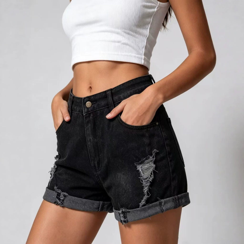 Summer Stretch Sexy Ripped Special Straight Women Denim Shorts Shocen
