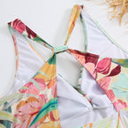 Traje de baño de una pieza para mujer, conservadoramente fino, vintage, estampado, bolsa rígida, traje de baño con soporte de acero, falda de tul