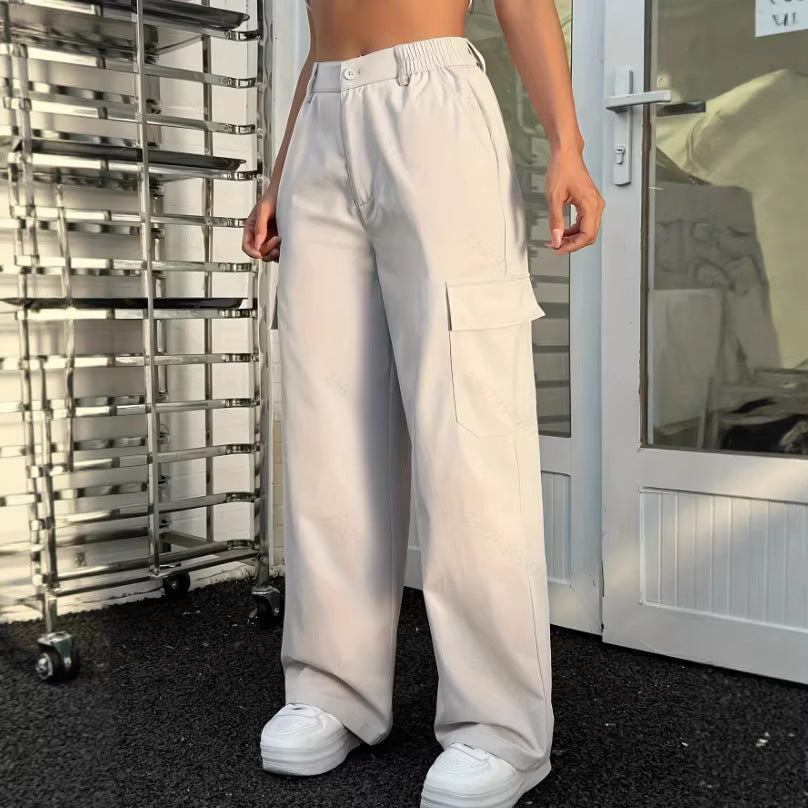 Multi Pocket Outdoor Overalls Casual Slimming High Waist Petite Women Summer Straight Leg Pants EverBillion
