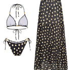 Black White Dot Sexy Swimsuit Slimming Suit Women Dress Beach Swimsuit Three Piece Set OLam