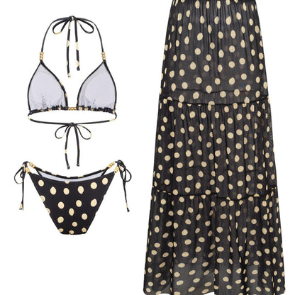 Black White Dot Sexy Swimsuit Slimming Suit Women Dress Beach Swimsuit Three Piece Set OLam