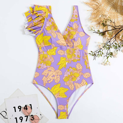 Traje de baño sexy para mujer, traje de baño vintage con volantes, bikini de malla, conjunto de falda de playa