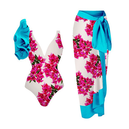 Traje de baño de una pieza con estampado para mujer, estilo europeo, estilo retro francés, para adelgazar el vientre.