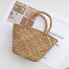 Sac en paille tissée à la main en herbe naturelle Mitsubishi, sac à main simple, sac panier à légumes pour femme 