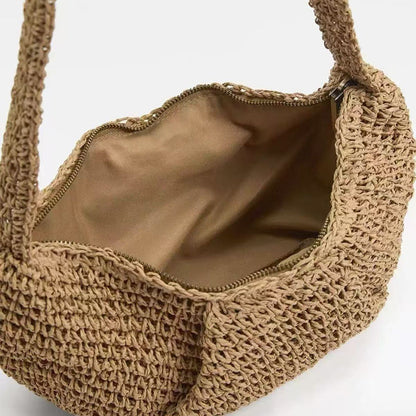 Bolso bandolera informal de paja, bolso de nicho, bolso tejido, bolso de playa para vacaciones, bolso de pecho que combina con todo. 