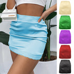 Women Clothing High Waist Sheath Solid Skirt Women Spring Summer Elastic Satin Lace Sexy Skirt BRINGITON