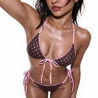 Polka Dot Self Tie Bikini Split Split Swimsuit Women Vacation Seaside Beach Swimming Alina