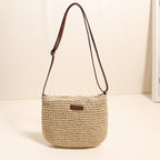 Crossbody Straw Bag Simple Shoulder Straw Bag Woven Bag Vacation Beach Bag All Match Women Bag EaseWoven