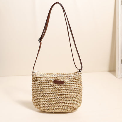 Bolso bandolera de paja, bolso de hombro sencillo, bolso tejido, bolso de playa para vacaciones, bolso para mujer que combina con todo 