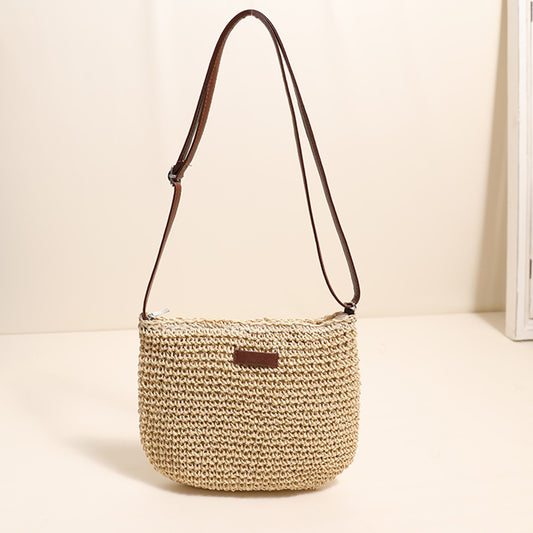 Bolso bandolera de paja, bolso de hombro sencillo, bolso tejido, bolso de playa para vacaciones, bolso para mujer que combina con todo 