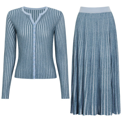 Light Blue Top Two-Piece Overskirt Suit