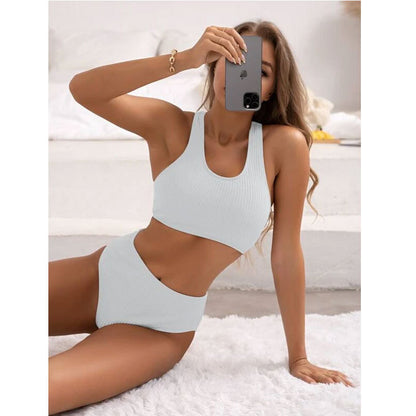 Sunken Stripe U Shaped High Waist Bikini Sexy Swimsuit Swimsuit Women