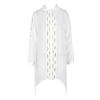 Slub Cotton Patchwork Edge Shirt Sun Protection Cardigan Vacation Beach Coat Bikini Cover up Blouse EvenStar