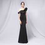 Vestido de noche con hombros descubiertos para banquete, maxivestido de fiesta largo, elegante, ajustado, sexy, con cola de pez, vestido formal