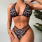Bikini Double Bikini Stitching Swimsuit Lace Up Swimwear Women Leopard Print Swimsuit Mesh Bikini CHENS