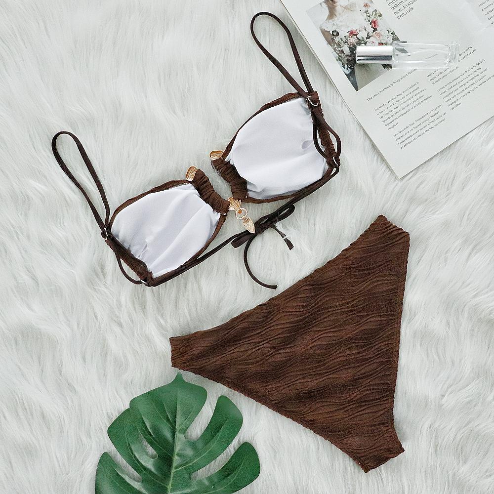 Women Swimsuit Bikini Sexy Special Texture Fabric Bikini Women Split Swimsuit Bazzi