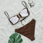 Women Swimsuit Bikini Sexy Special Texture Fabric Bikini Women Split Swimsuit Bazzi