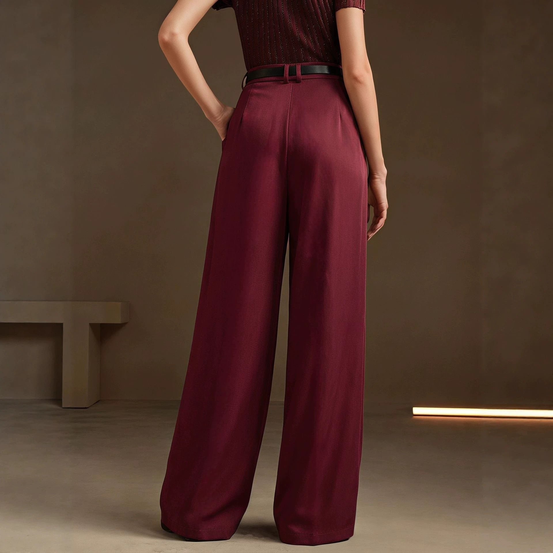 Summer Office Straight Old Money High Waist Drooping Casual Work Pant High Sense Wide Leg Slimming Women Pants（No Belt） EverBillion