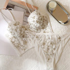 Lace Beautiful Back Vest Strap Underwear Women Summer Super Thin Big Breast Show Small Breast Underwired Bra TIYA