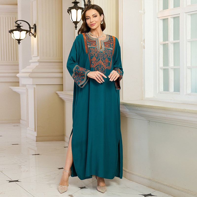 Floral Embroidery Vacation Beach Blouse Maxi Dress Women Loose Maxi Dress Beach Cover Up EvenStar