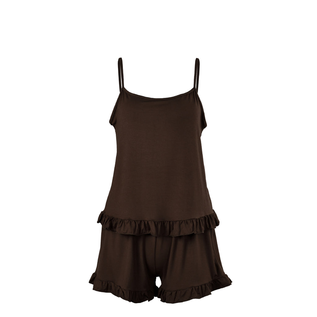 Knitted Modal Vest Top Wooden Ear Shorts Two Piece Soft Pajamas Home Wear Meiyas