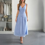 Elegant Deep V Plunge Cropped Outfit Maxi Dress Women Clothing Spring Summer Dee