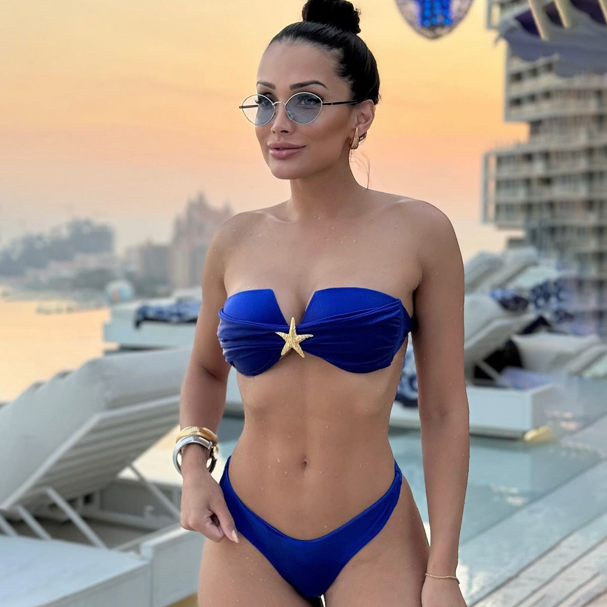 Bikini Sexy Bikini Tube Top Stitching Split Women Swimsuit Swimsuit Women Ellie