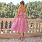 Women Summer Sleeveless Printed Elastic Waistband Pocket Short Dress PartyPart
