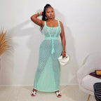 Summer Women Clothing Lace Mesh Vest Top Hip Knitwear Beach Maxi Dress MSTYLE