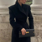 Korean Elegant British Long Cut Coat Women Spring Woolen Coat OFMY