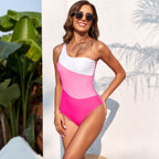 Maillot de bain une pièce à coutures de couleur unie pour femmes