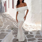 Solid Color Sexy Knitted Hollow Out Cutout Beach Cover up Bikini Swimsuit Beach Women Mangar