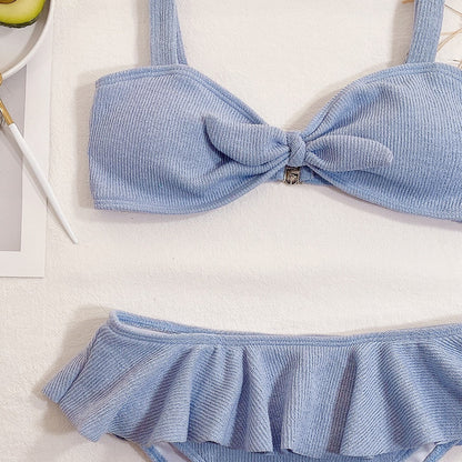 Maillot de bain simple à volants en tricot pour femme
