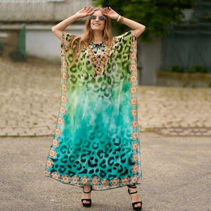Rayon Positioning Printing Beach Cover up Loose Vacation Dress Beach Cover Up Colors