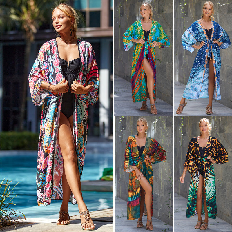 Blusa playera con cinturón de rayón para mujer, blusa protectora del sol, cárdigan con protección solar, traje de baño para mujer, pareo de bikini