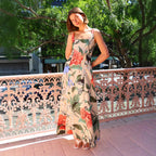 Summer Dress Printed Spaghetti Straps Slimming Dress XUYUN
