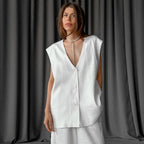 Conjunto de pijama de primavera sin mangas y holgado con chaleco y pantalones, ropa de casa informal y cómoda para mujer