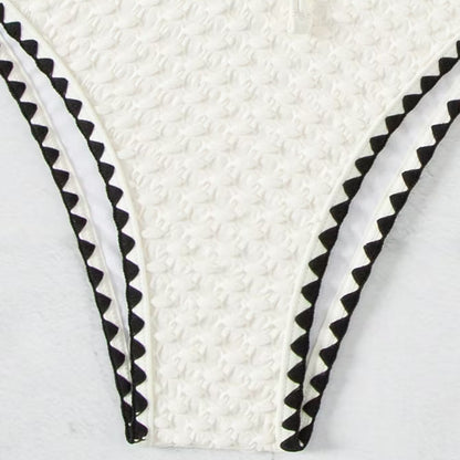 Traje de baño de bikini sexy blanco dividido para mujer, traje de baño de bikini estampado, conjuntos de natación