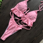 Traje de baño de una pieza sin espalda sexy bikini de color sólido traje de baño bikini de mujer