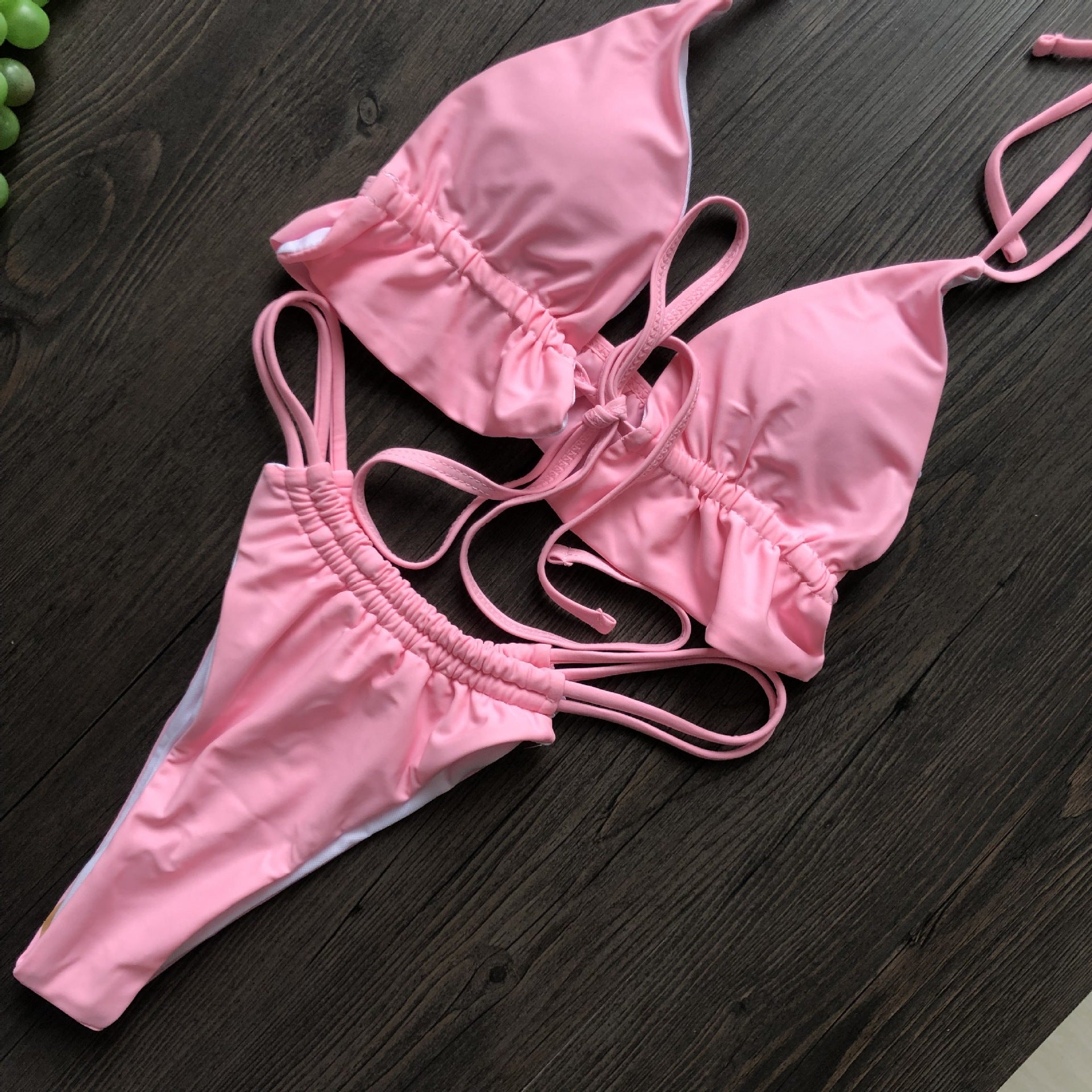 Traje de baño de una pieza sin espalda sexy bikini de color sólido traje de baño bikini de mujer