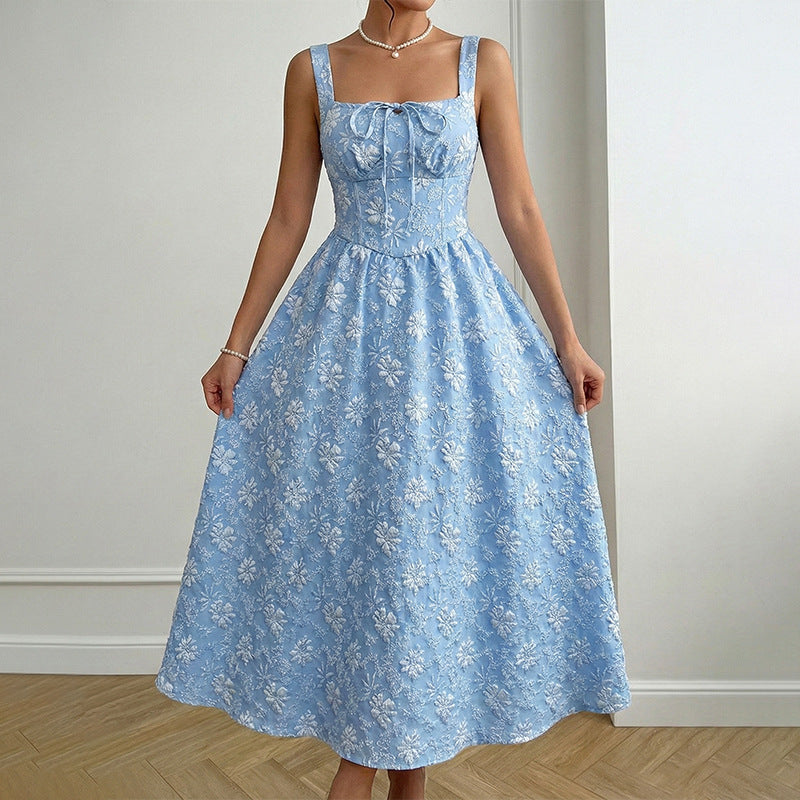 Length Cami Dress Summer Elegance Backless Jacquard Sleeveless Dress Women Clothing Jeme