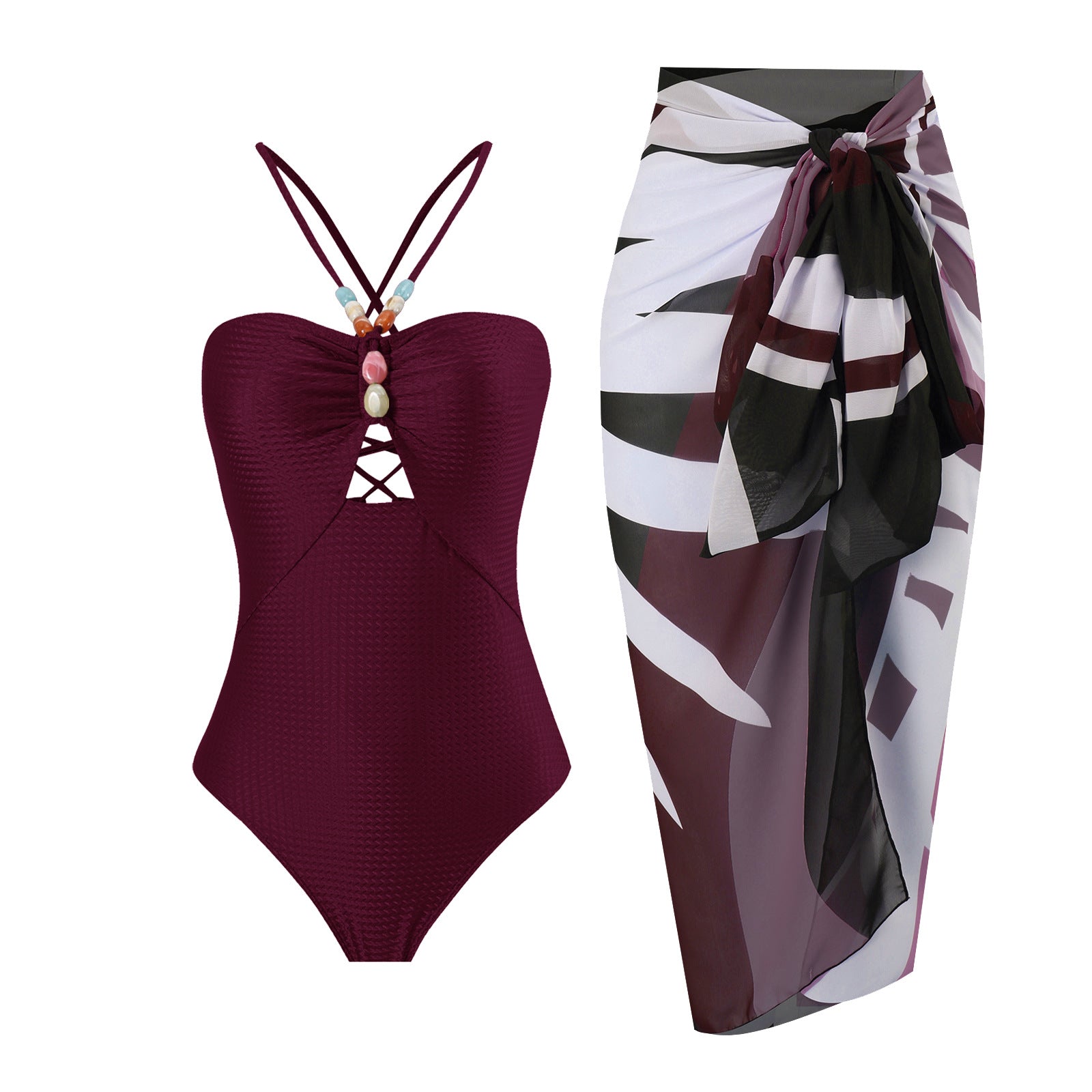 Maillot de bain une pièce de couleur unie pour femme, style rétro français, couvrant le ventre, fin, pour la natation